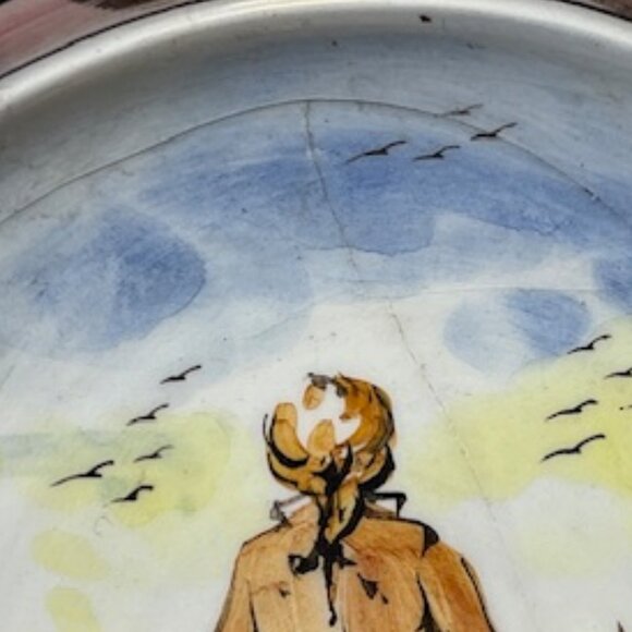 VTG Hand Painted Italian Ceramic Plate Water House Gentleman Art Scene 6" - Picture 8 of 8